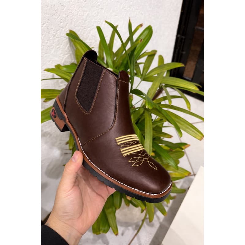 Botina Country Bota Texana Cowboy Bico Quadrado Cano Curto Bordada Rodeio