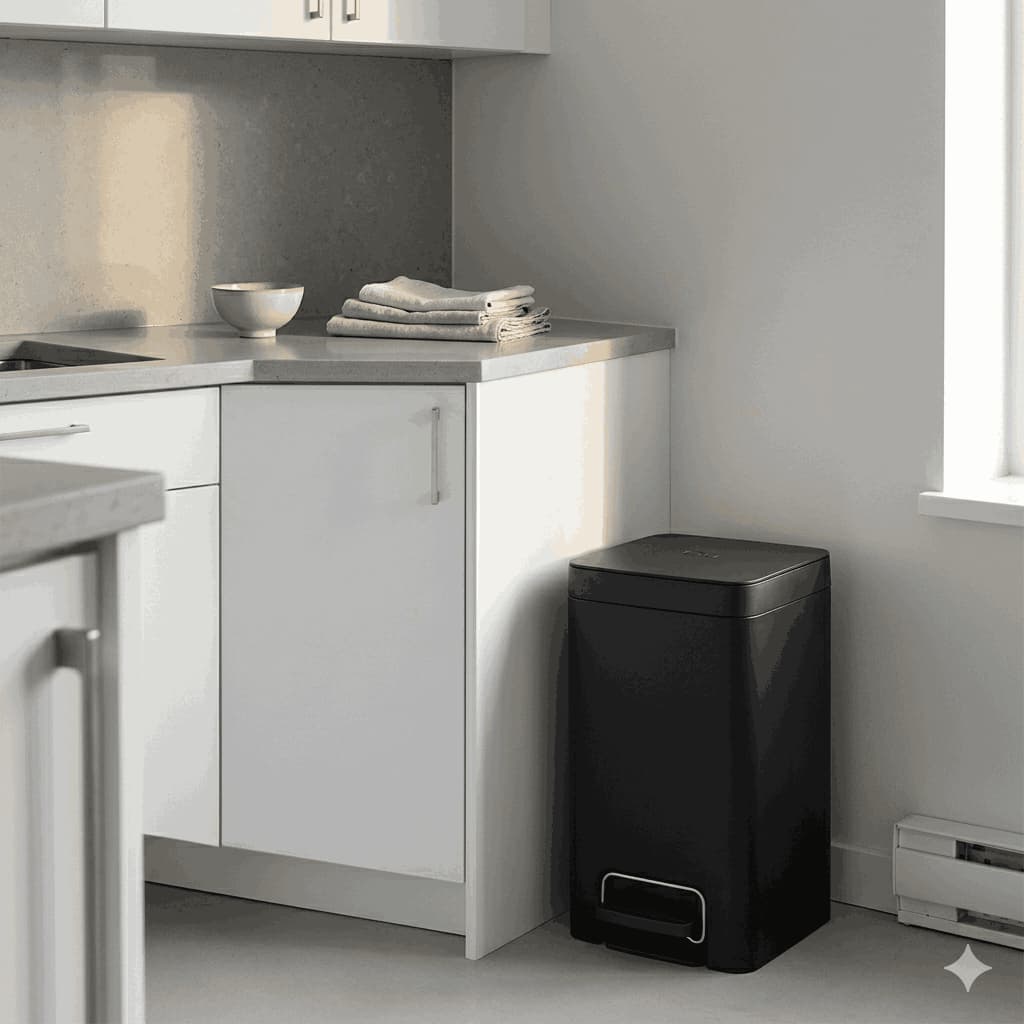 Lixeira 6L Pedal Tampa Fechada Preta Higiênica Anel Vedação Cozinha Original
