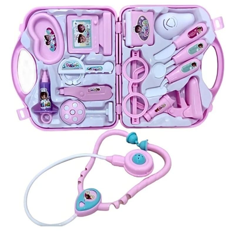Maleta Rosa Kit Medico Infantil Brinquedo Educativo Menina Doutora Portátil Presente