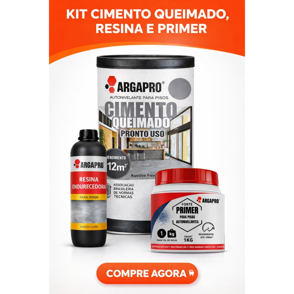 Cimento queimado KIT COM ATIVO, ENDURECEDOR E PRIMER Argapro 22kg