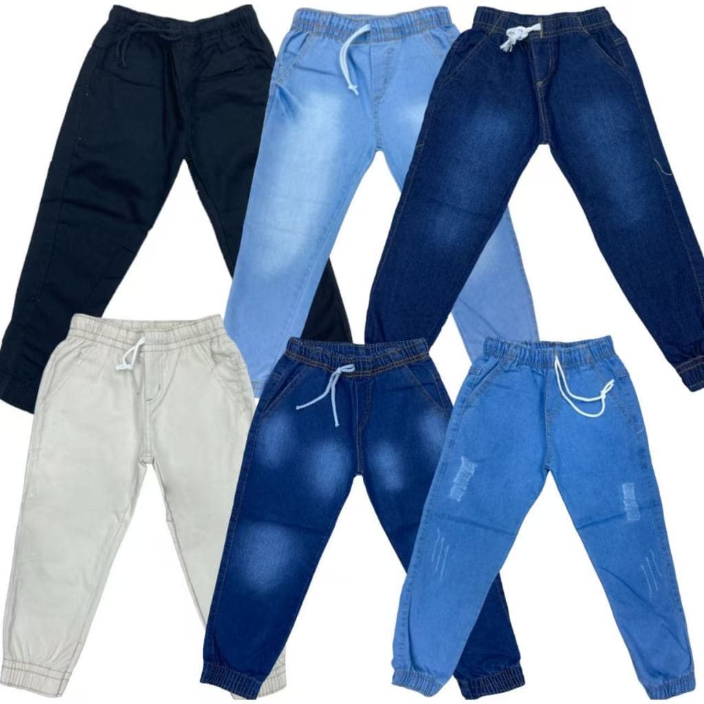 Kit Calça Jogger Menino Infantil Juvenil Multicolorido com Elástico na Cintura e Punho Top