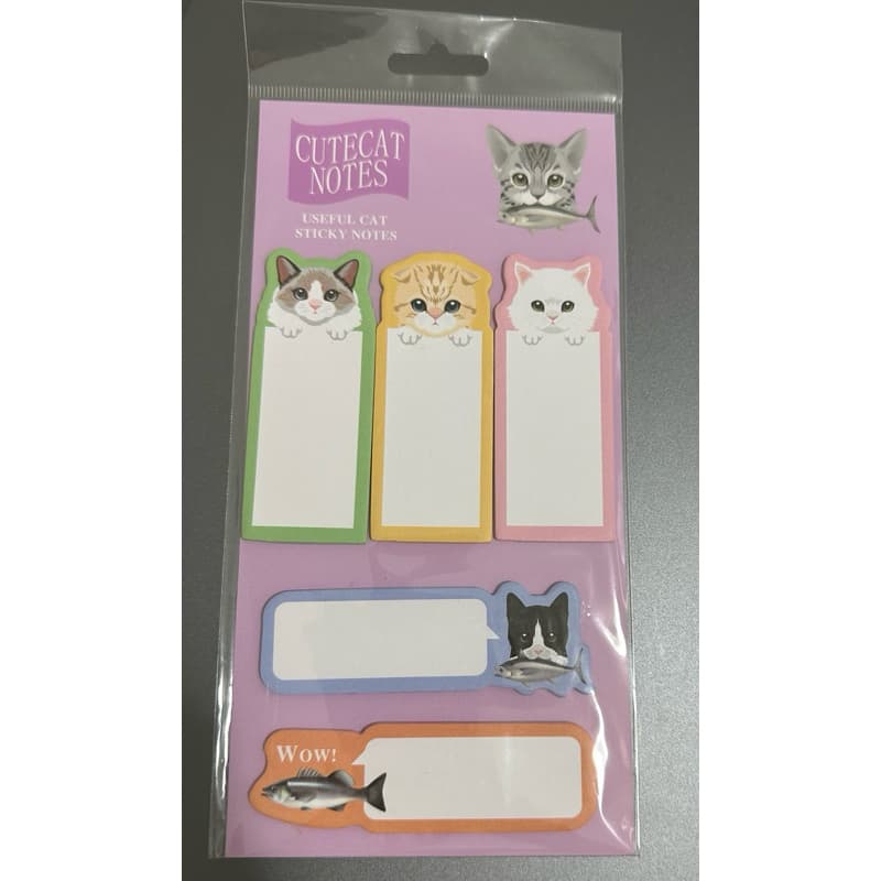 Bloco Adesivo Fofo Gatinhos Cute Cat Post-it Colorido Kit Papelaria Kawaii