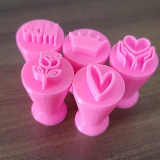 Kit de 5 Carimbos Para Doces e Brigadeiros | Carimbo Dia das Mães | Molde Para Doces de Festa