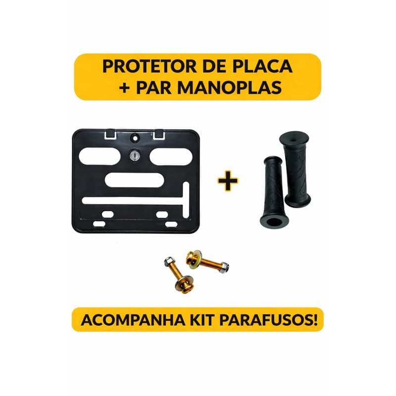 Kit Protetor de Placa + Par Manoplas para Moto | Universal | Estilo e Proteção