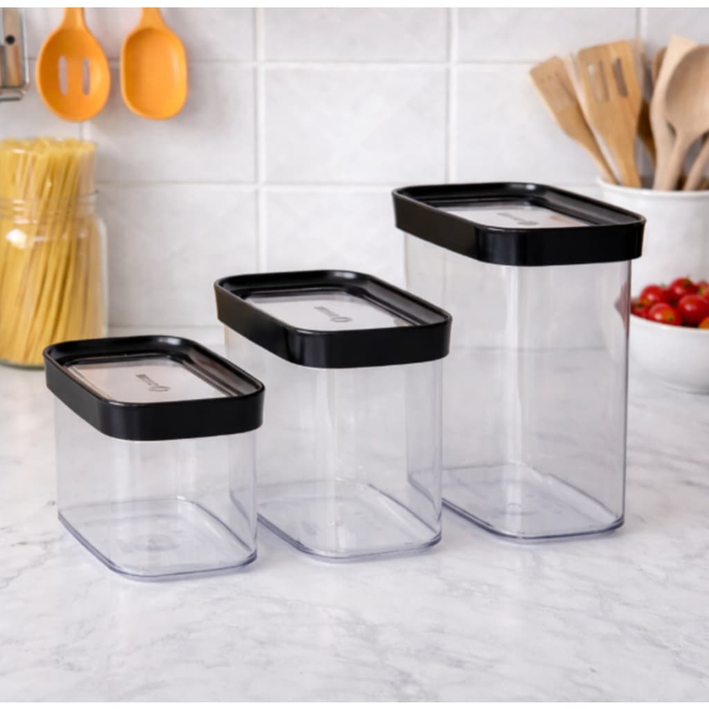 Kit 3 potes herméticos 450/1000/1500Ml (Preto)