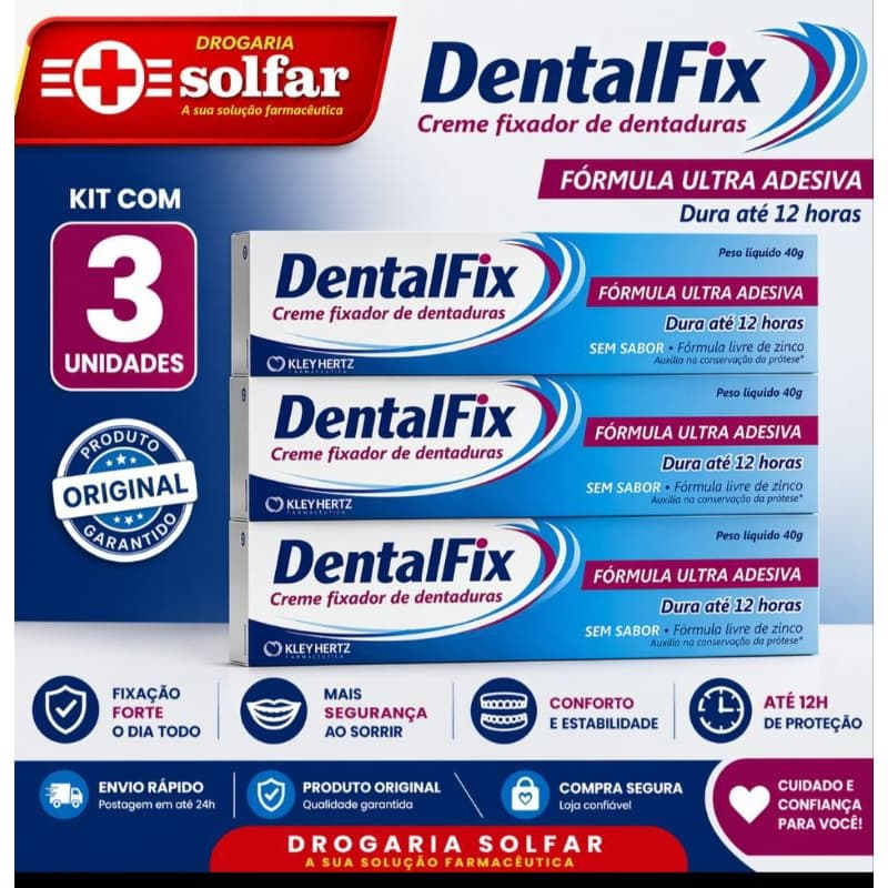 Dentalfix 40g Fixador de Dentadura Forte Longa Duração | Original | Drogaria Solfar