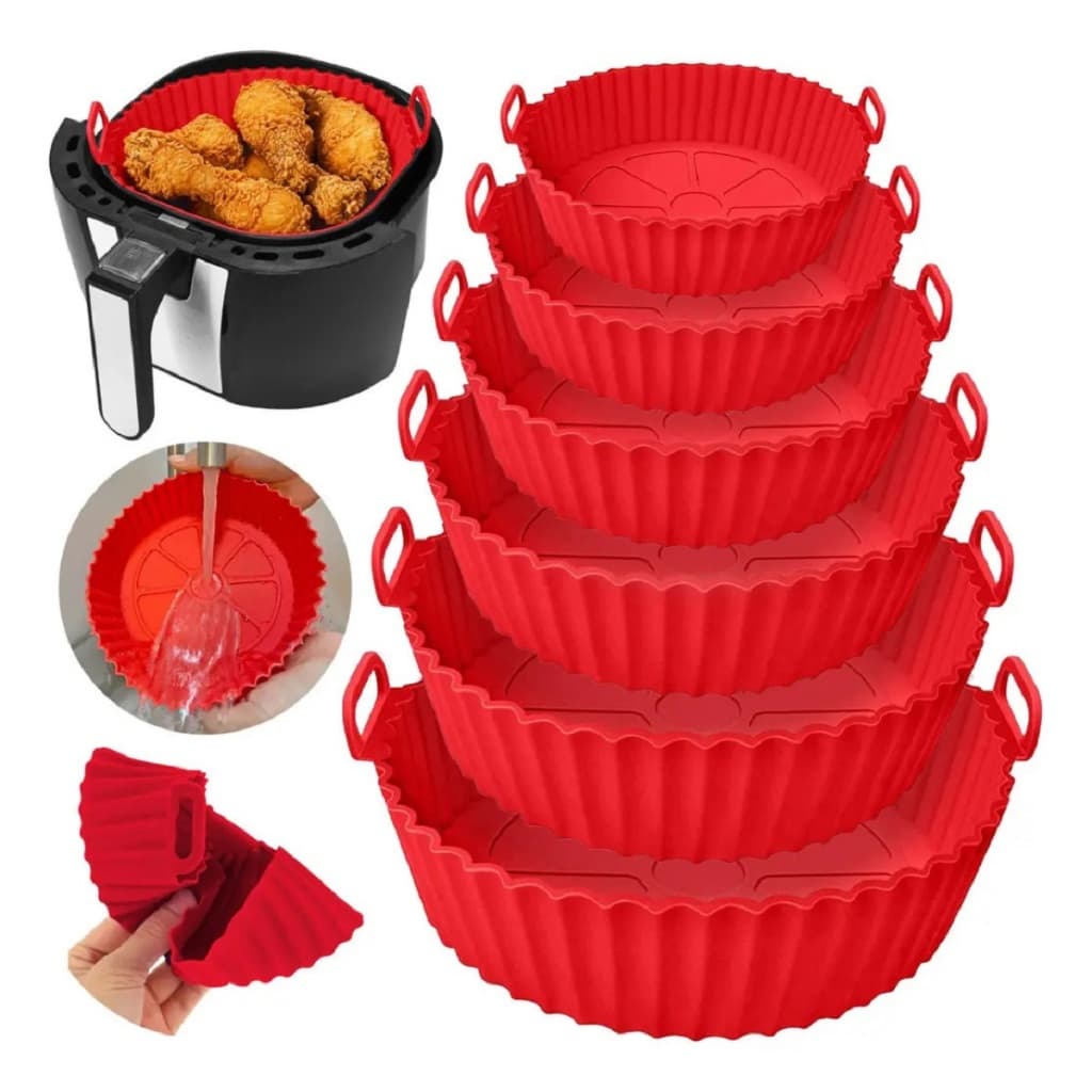 Kit C/6 Formas de Silicone Para Air fryer Tamanho Variados