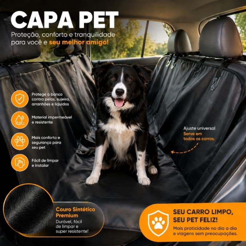 Capa Pet Banco Traseiro Protetora Impermeável Para Pet Carro Estofado- Entrega Imediata