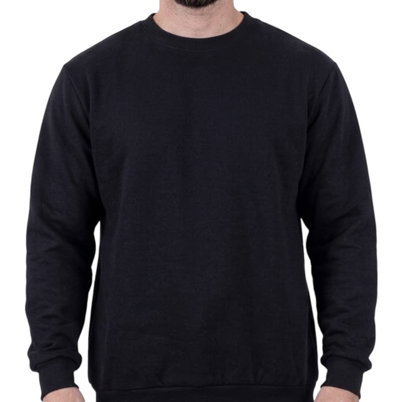 Blusa Moleton Fechada Lisa Sem Bolso Sem Capuz Moletom Casaco Masculino de Frio com Ribana no Punho, Gola e Cintura