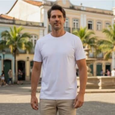 Camiseta algodao branca gola redonda masculina camiseta basica gola redonda branca 100% algodao