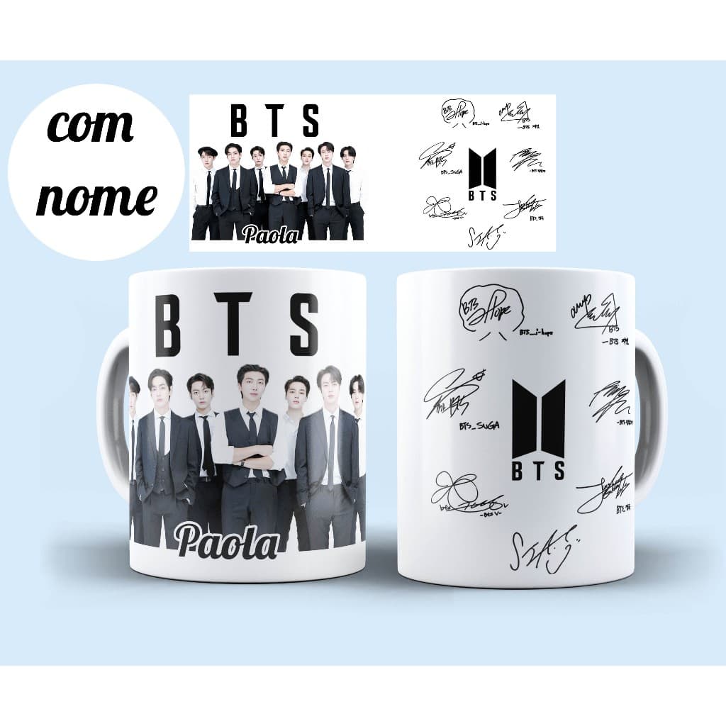 caneca do bts personalizada com nome 2026 ceramica de alto brilho