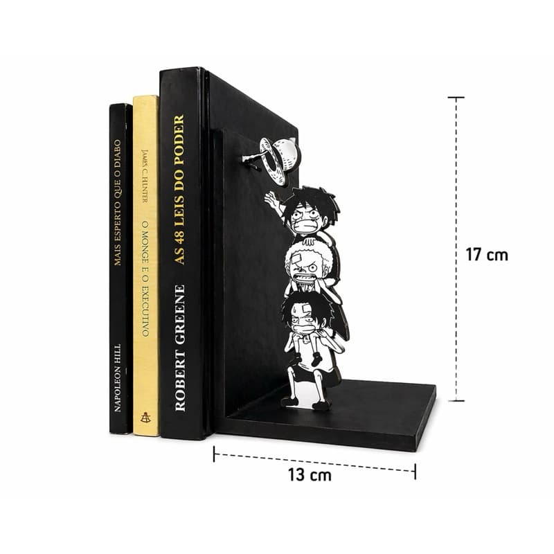 Aparador de Livros Trio de Irmãos Aventureiros MDF Preto Decorativo Geek para Estante