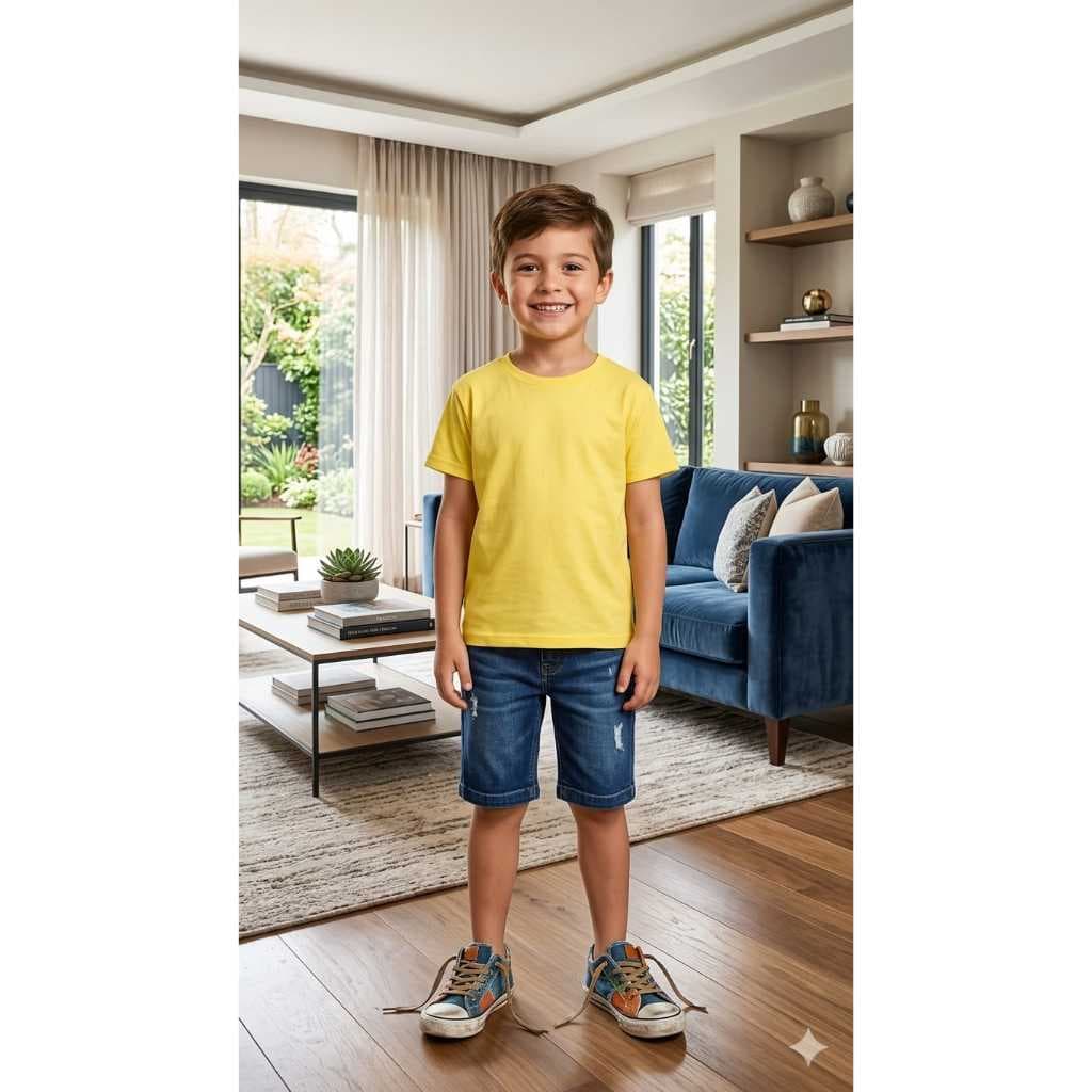 BERMUDA JEANS MENINO INFANTIL 4/8 COM BORDADO