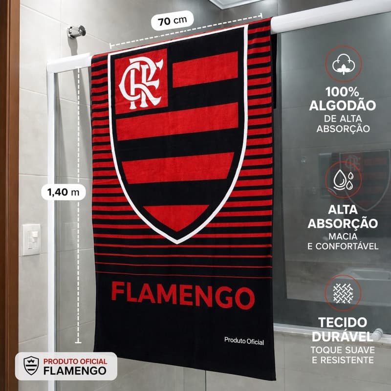 Toalha de Banho do Flamengo 70x140cm – Macia, Absorvente e 100% Algodão | Ideal para Torcedores do Mengão