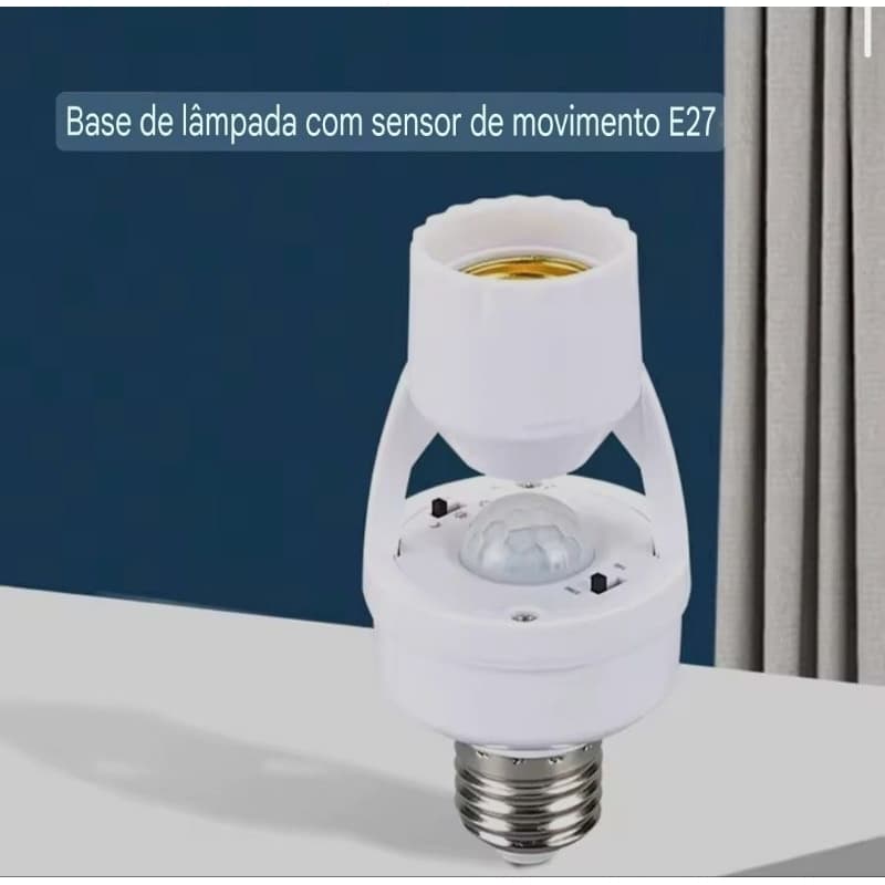 Sensor de Presença E27 com Detecção 360° para Lâmpadas