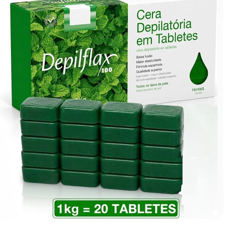 Depilflax Cera Quente Depilatória 1Kg 20 Unidades Fragrância Natural Coco Negra Hortelã Rosa Morango