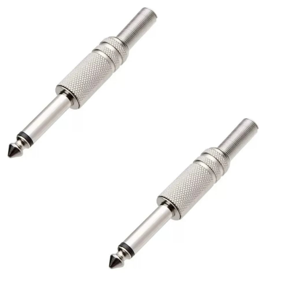 KIT 2 PLUG P10 MONO DE METAL COM MOLA - NÍQUEL