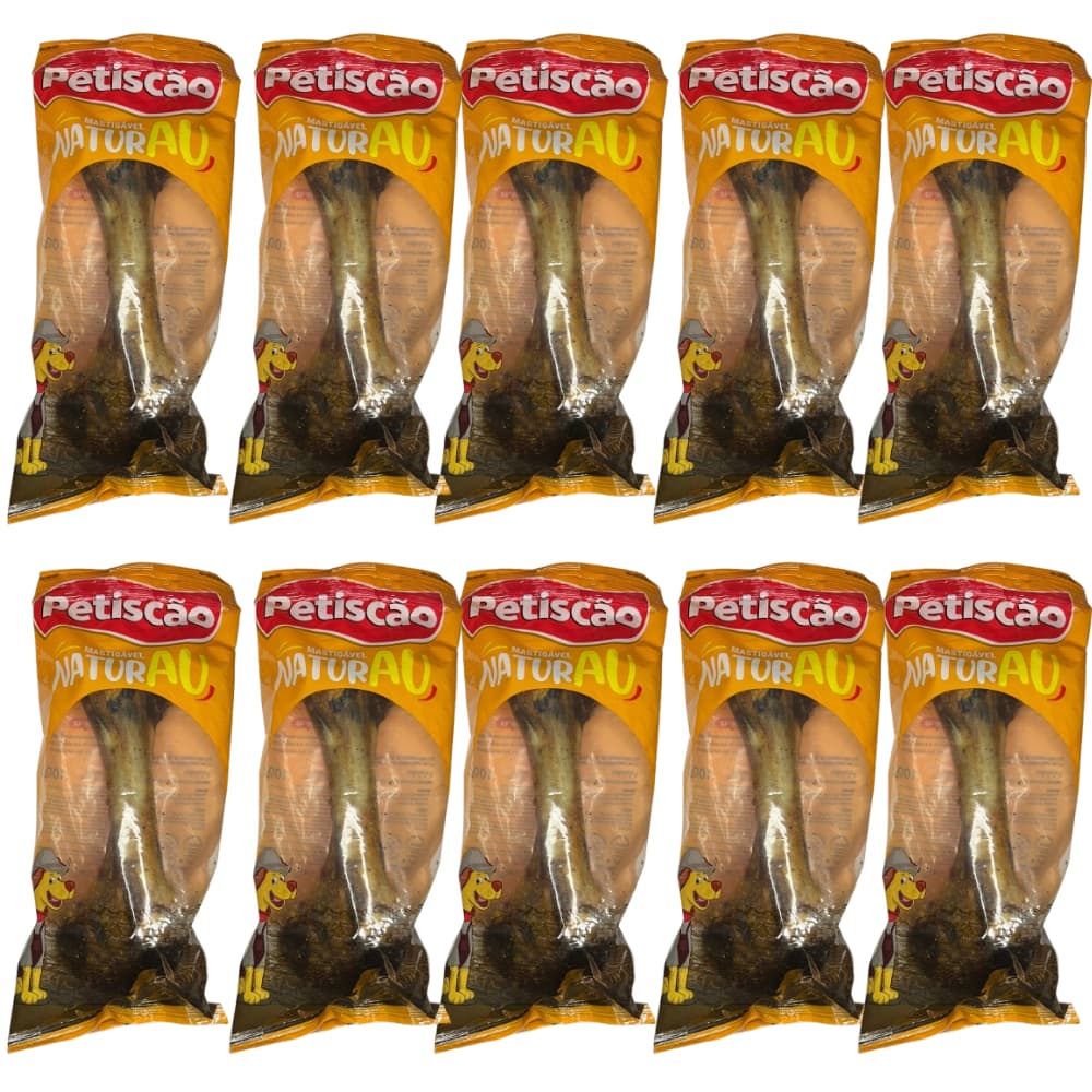 Kit 10 Ossos Suino para Cães Petiscão - Osso Natural Mini Fêmur Defumado
