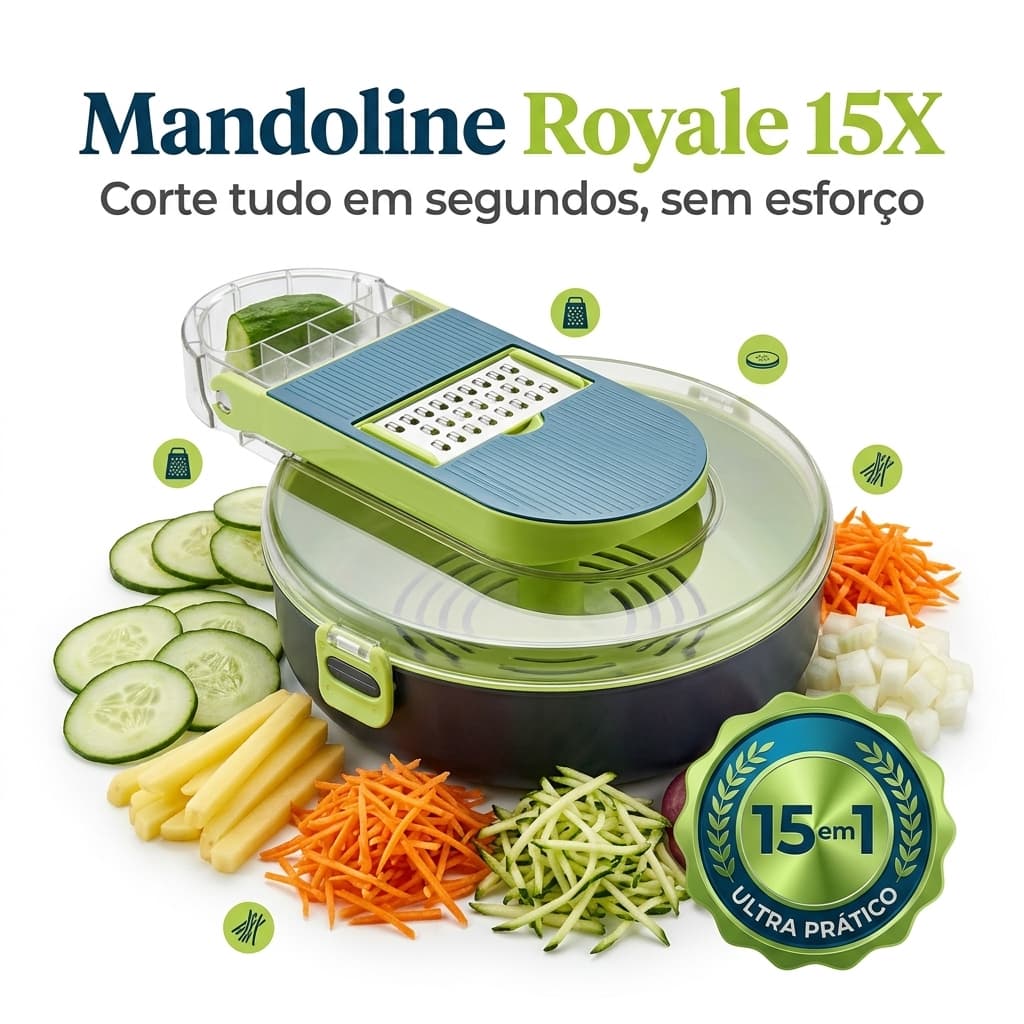 Ralador Fatiador Vegetais Redondo Multifuncional 15 Pecas Facas Descascador