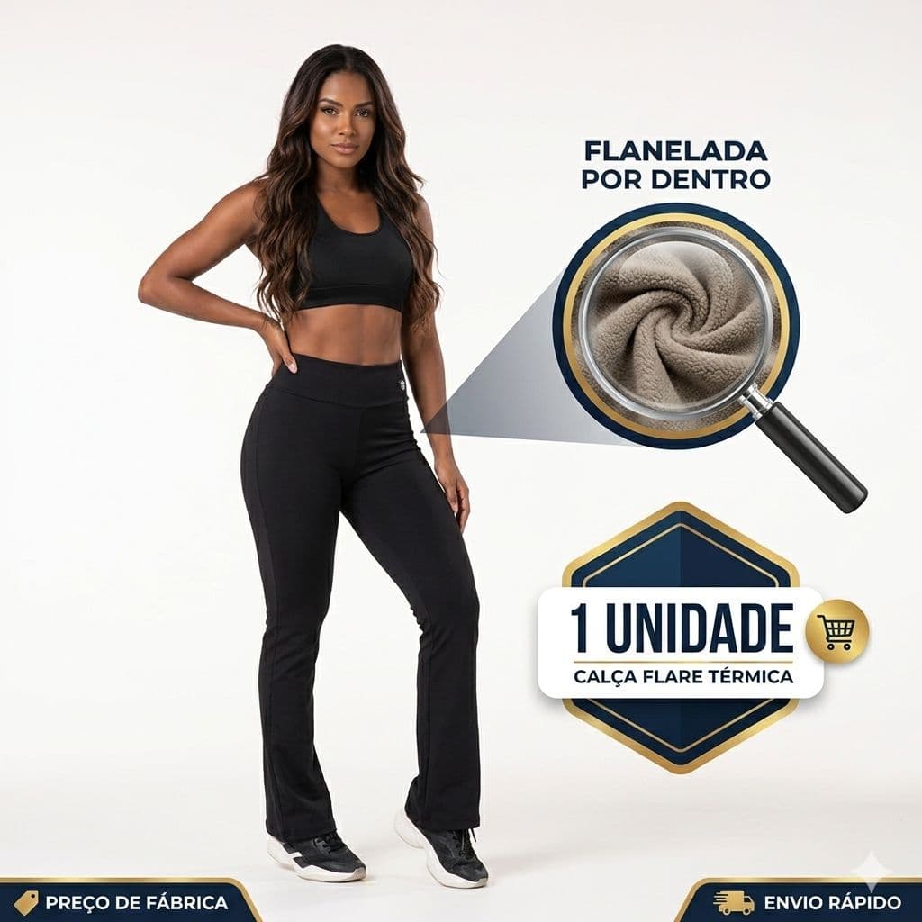 CALÇA FLARE FLANELADA PELUCIADA TÉRMICA FEMININA ADULTO BOCA DE SINO INVERNO