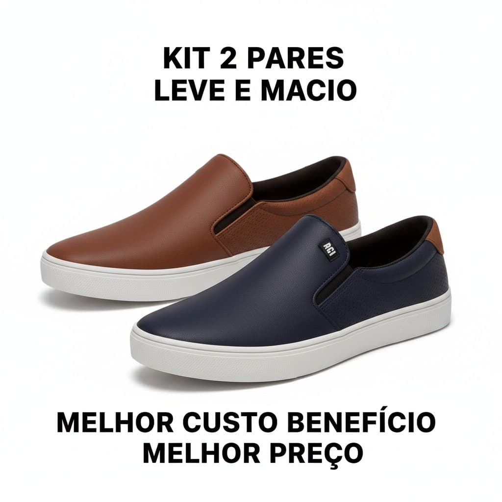2 Pares Sapatenis Masculino Para Trabalho Dia a Dia Tenis Macio Varias Cores