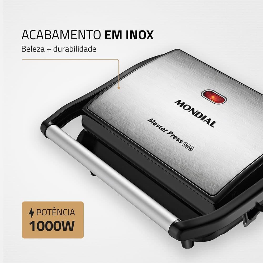 Grill Mondial PG-01 Master Press 2 em 1 Retangular 1000W Antiaderente