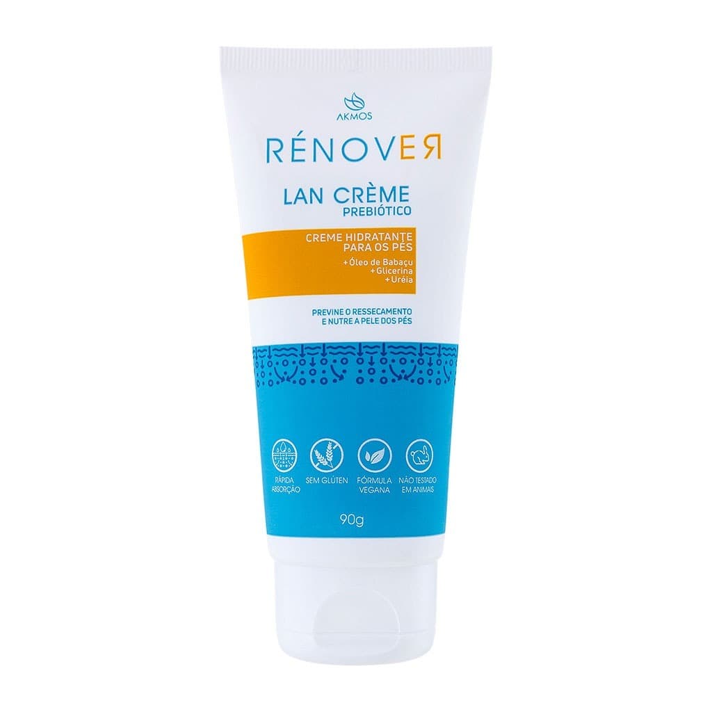 Akmos Lan Creme Prebiótico Hidratante Renover Pele 90g Pés