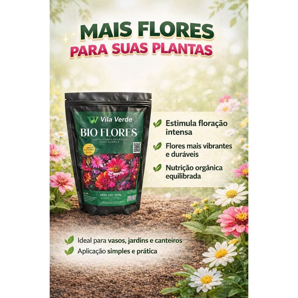 Bioflores Fertilizante Orgânico Para Flores Vila Verde 900g