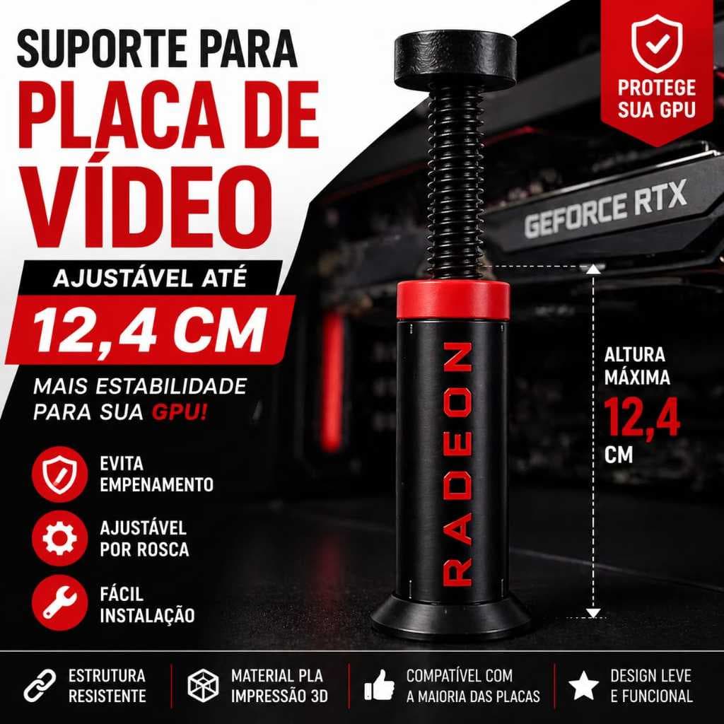 Suporte GPU Ajustável 12,4cm Anti Sag Placa de Vídeo Universal PC Gamer Estável