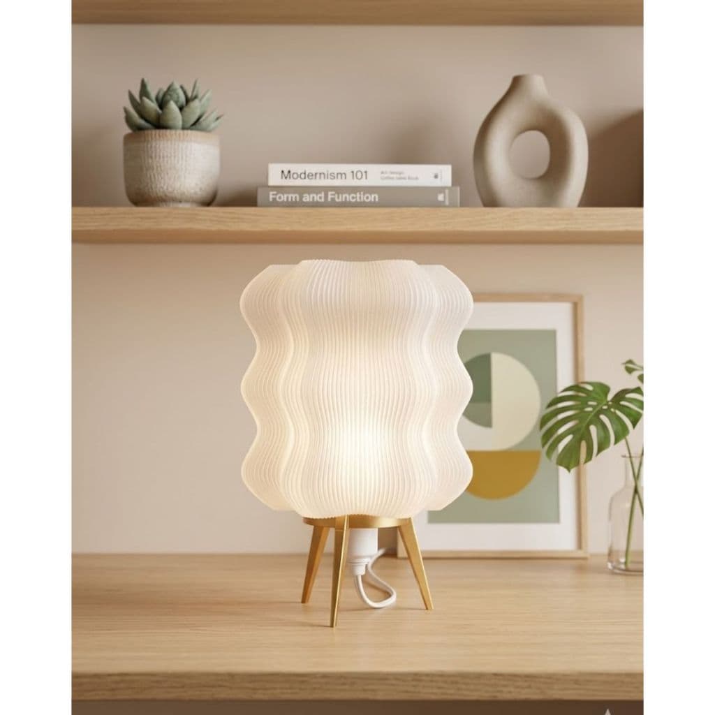 Luminária de Mesa Orgânica Ondulada - Abajur Decorativo Minimalista Design Moderno