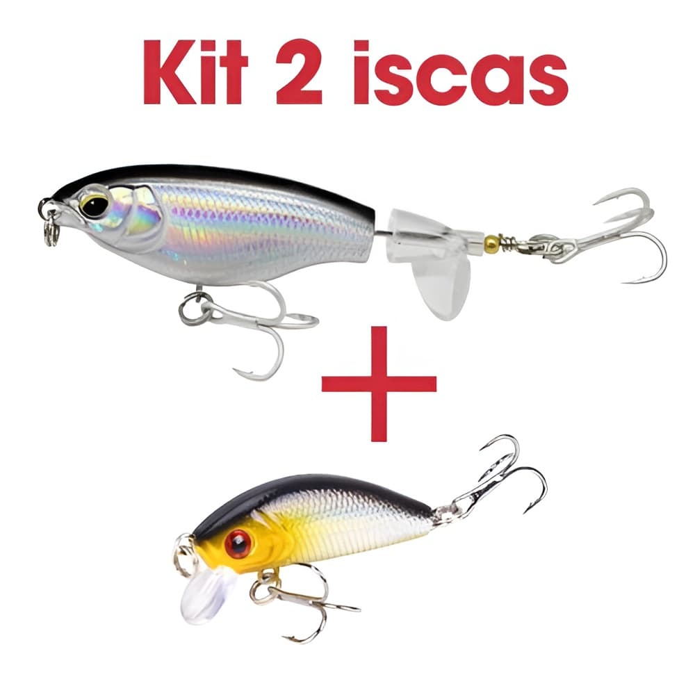kit 2 iscas - 1 isca artificial Cauda Rotatoria 10cm /13g + 1 isca Minnow 5cm / 4,2g
