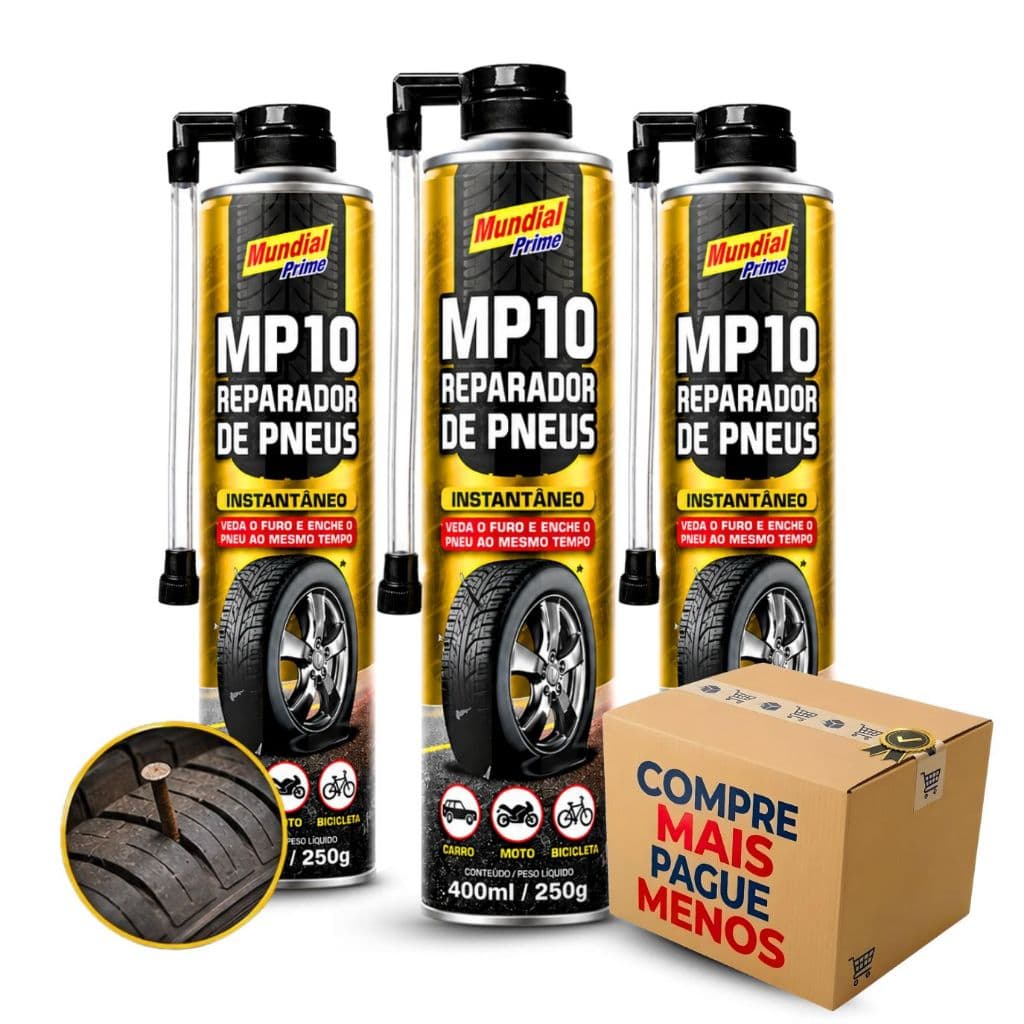 Reparador de Pneu Spray 400ml Enche e Veda Carro Moto Bike