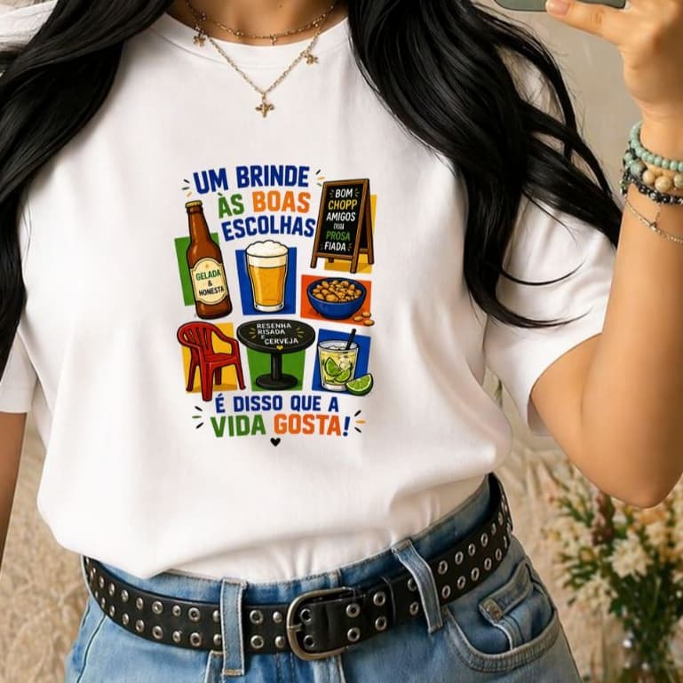 Camiseta Camisa Feminina 100%Algodão roupa blusa estilosa Copa do Brasil Bandeira Bar Fofoca Amigos