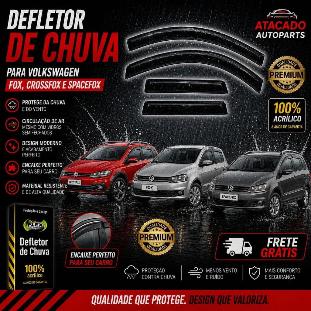 Defletor Calha de Chuva Fox / Crossfox / SpaceFox 2004 a 2019 4 Portas Original Ecoflex Fume
