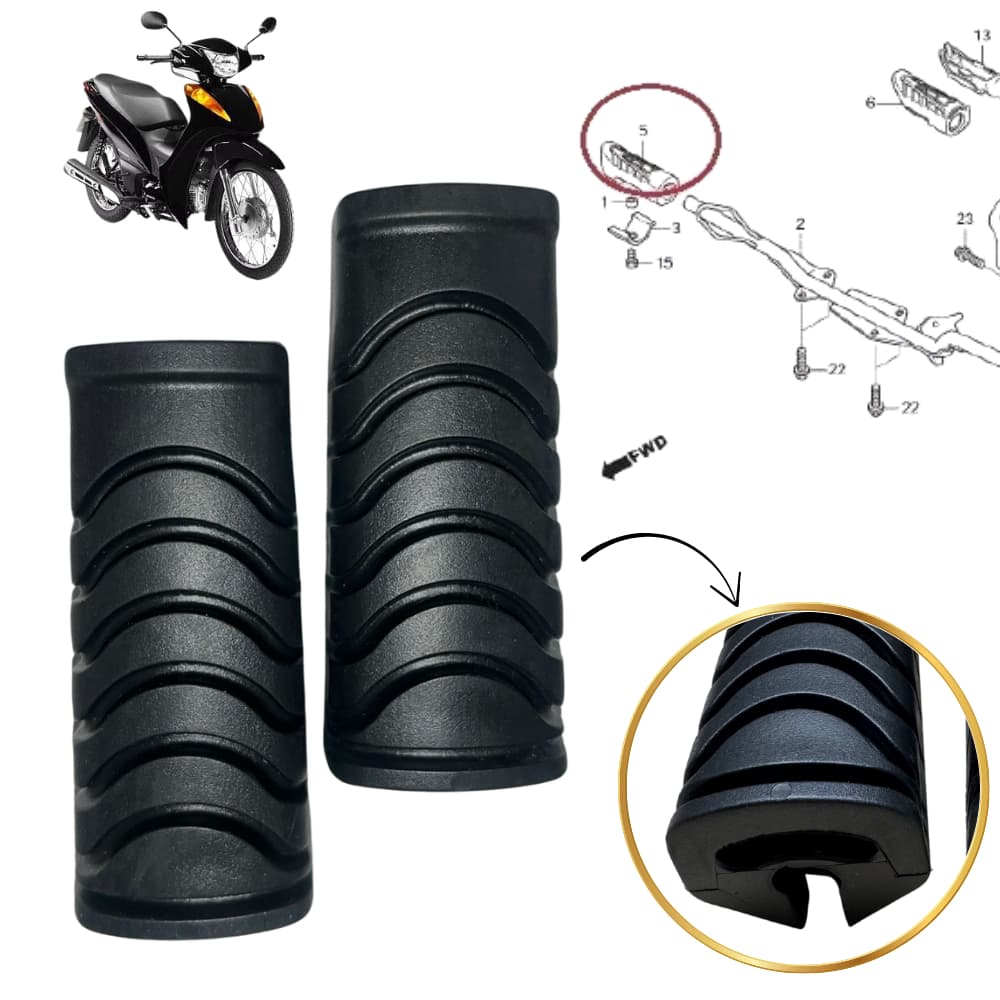 Par de Borracha Estribo Pedaleira Para moto Honda Biz 125; pop 100 Alta Qualidade