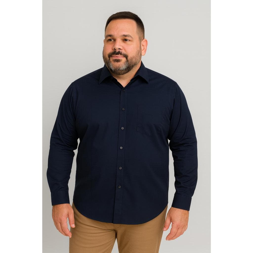 Camisa Camiseta Extra Grande Plus Size Social Masculina Manga Longa Premium Tamanho 7 ao 12