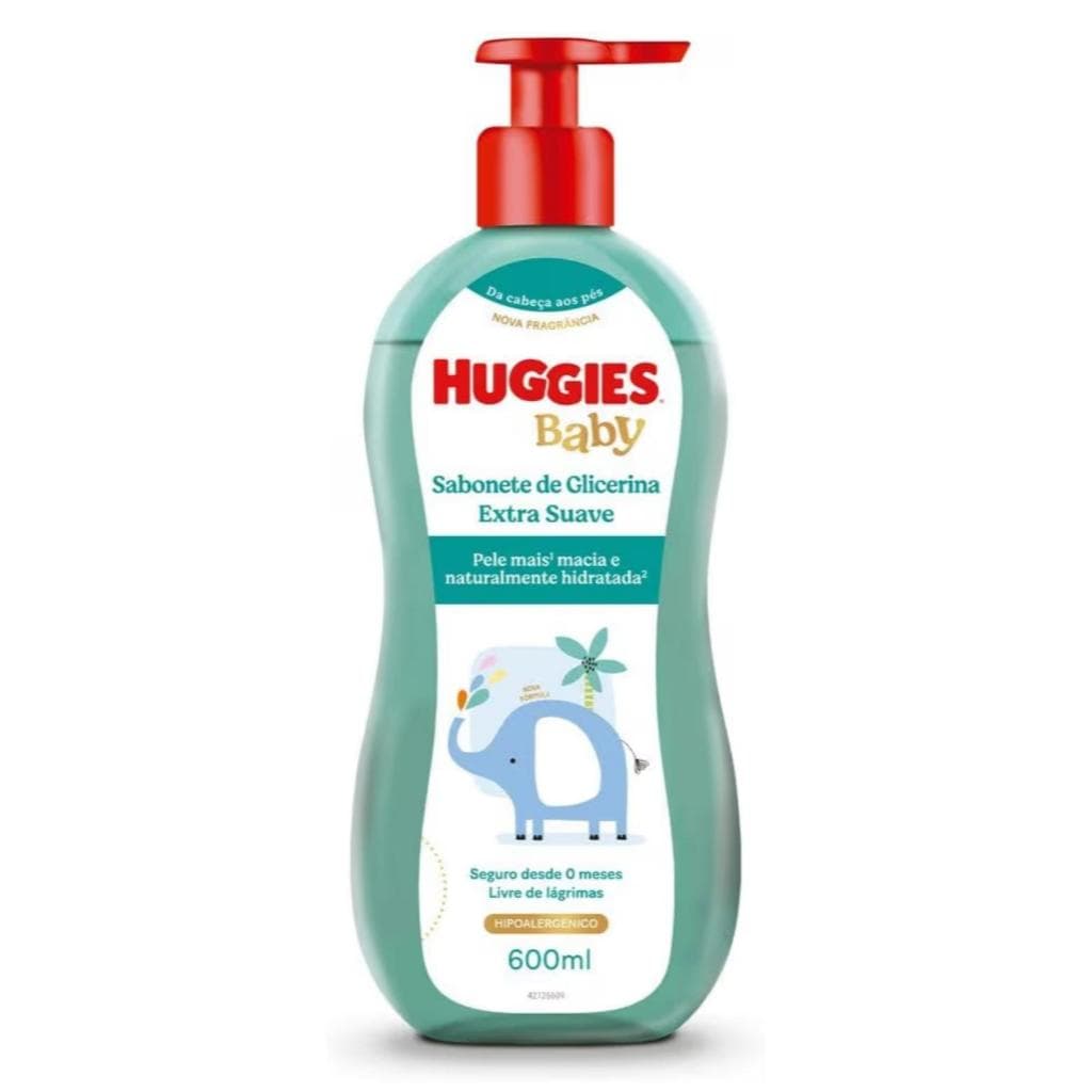 Sabonete Líquido Huggies Glicerina Extra Suave 600ml - Banho Delicado e Hidratante