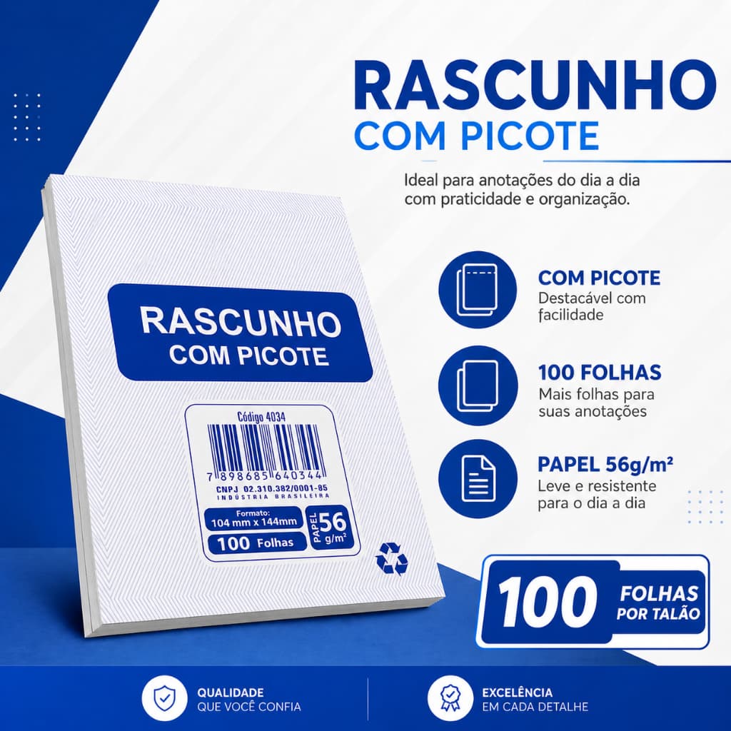 1 3 5 10 Bloco Rascunho Com Picote 100 Folhas 104x144mm Papel Qualidade