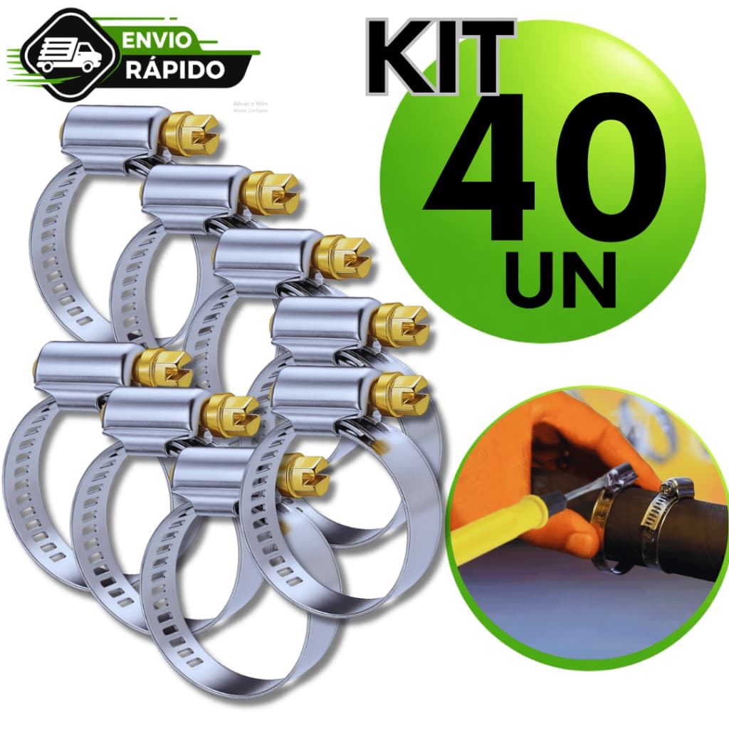Conjunto Abraçadeira Americana 3/4 Inox P/ Mangueira Gás Jardim Premium Utilidades Barato Atacado