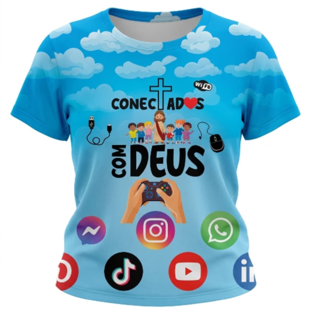 Camiseta Feminina Evangélica Gospel Cristã Baby Look Estampada Deus Fé Blusa Confortável T-shirt