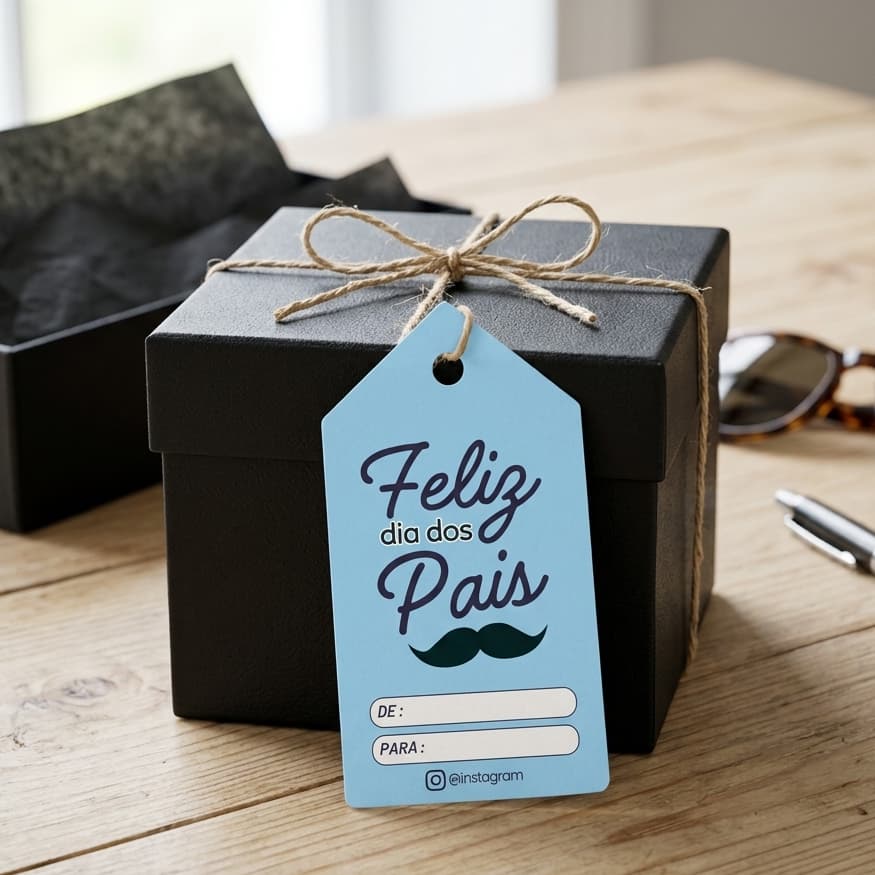 Tag Dia dos Pais 9x5cm | De Para Presente | Etiqueta para Embalagem e Lembrancinha