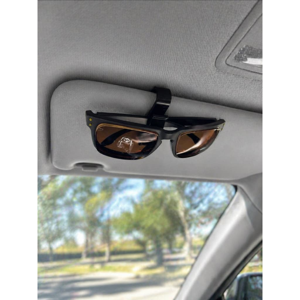 Suporte De Óculos Veicular Preto Para Quebra Sol Porta Óculos E Cartões