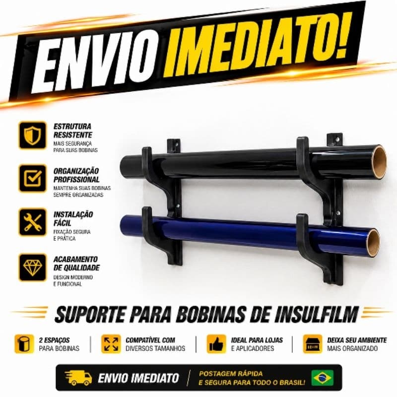 Suporte Para 2 Bobinas De Insulfilm Organizador Película Automotiva Envelopamento Parede