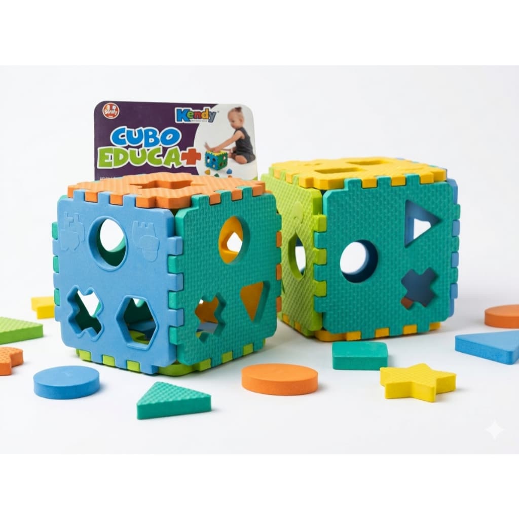 Brinquedo Educativo Cubo Encaixe Infantil 18 Peças Formas Cores Números Coordenação