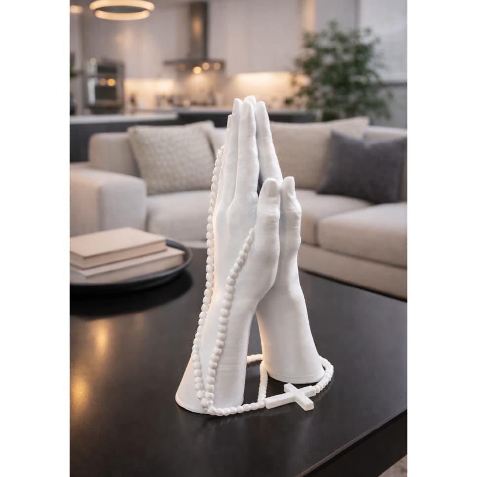 Escultura de Mãos Rezando e Orando - Decoração Religiosa Moderna para Sala, Quarto, Escritório, Oração, Altar
