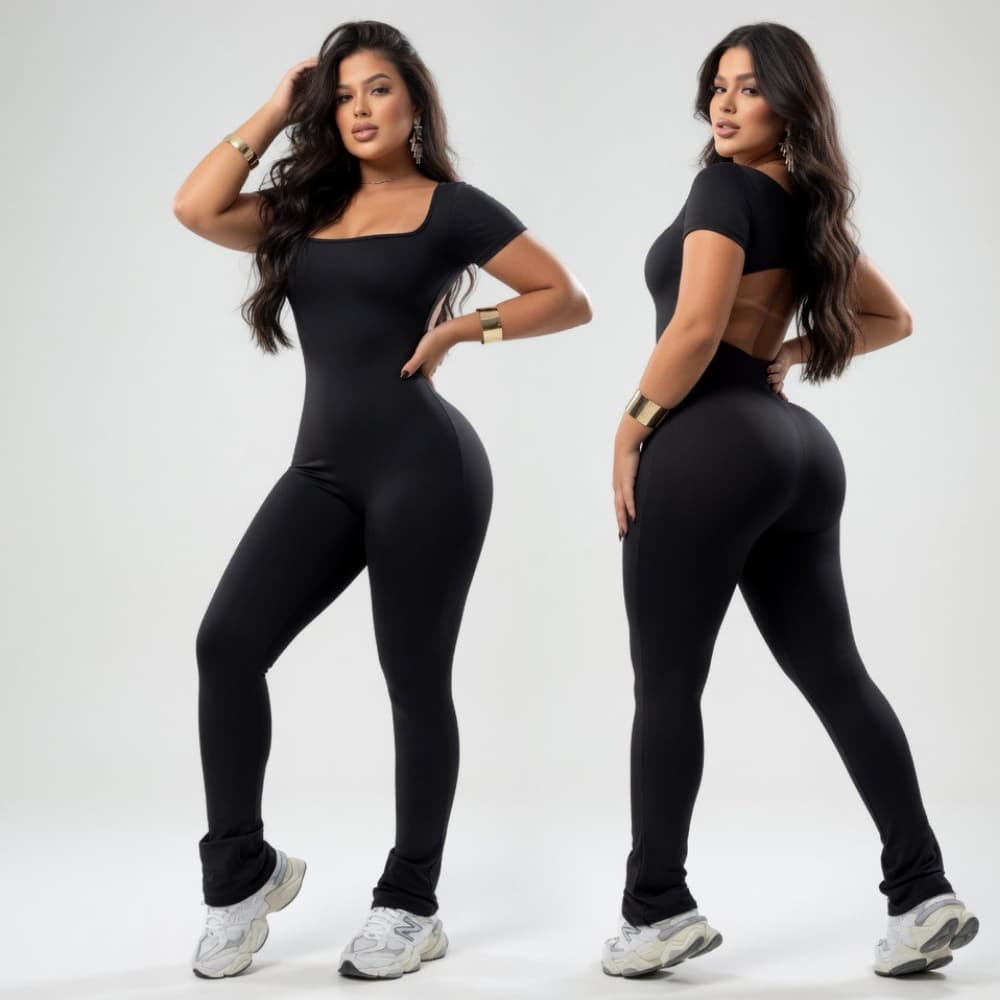Macacão Feminino Justo Com Abertura Nas Costas Estilo Blogueira  -----Cod. 22