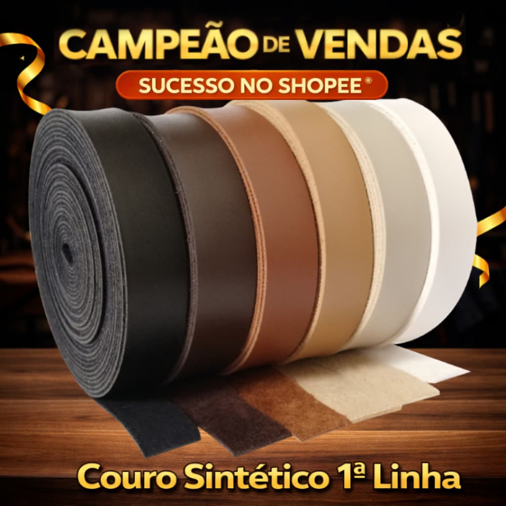 Kit 10 Rolos Tira de Couro Sintético Ecológico Montana 2cm e 3cm - Atacado para Artesanato e Bolsas