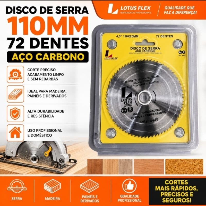 Disco de Serra para Madeira 110mm 72 Dentes Flex | Lotus 4449