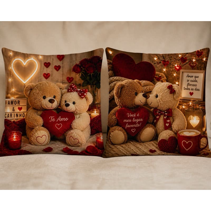 Kit 2 capas de almofadas dia dos namorados 45x45 decorativa amor love