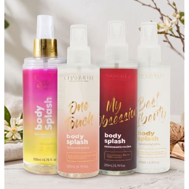 Body Splash Feminino 200ml Soul Cosmetics Charmelle Alta Fixação Body Splash Doce Fragrância Elegante